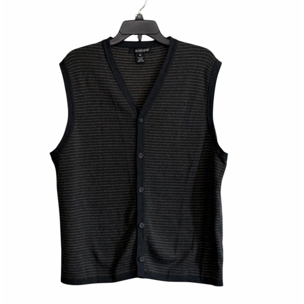 Vtg Mens XL Sweater Vest Button Front Button Front Grandpa Retro Preppy Academia